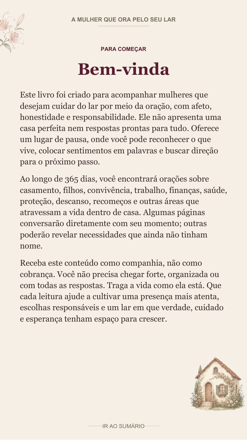 Página real Bem-vinda do e-book