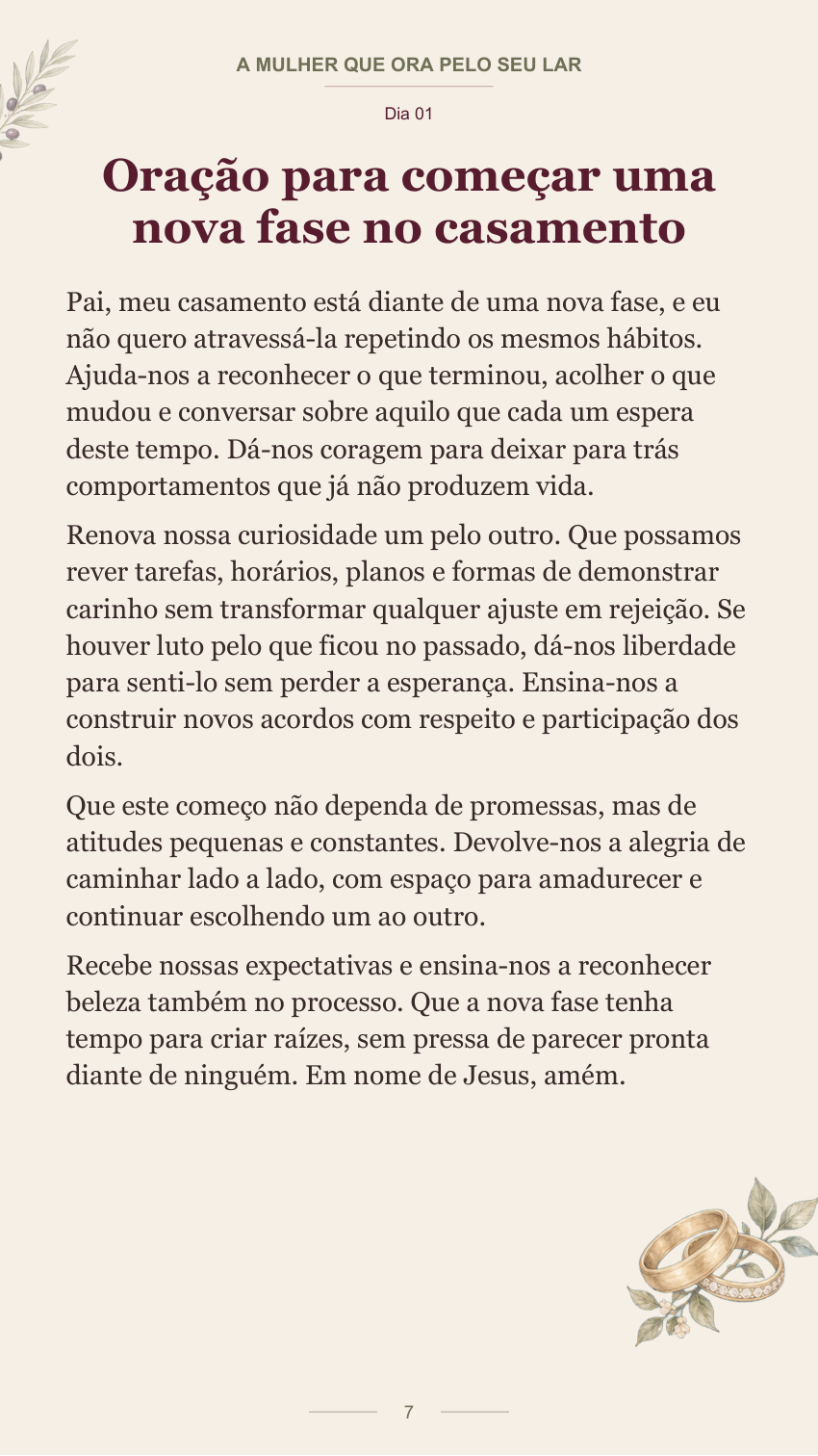 Página real da oração do Dia 1